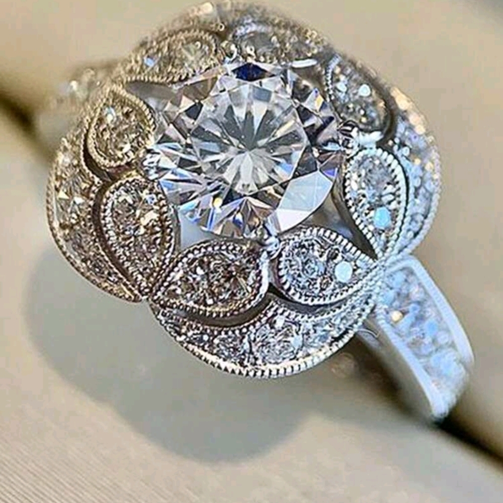 Elegant Silver Diamond Ring